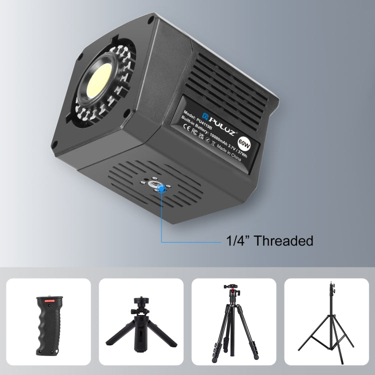 PULUZ 60W Studio Video Light 2500K-6500K Dual Color Temperature Professional Photography Fill Light  - Black