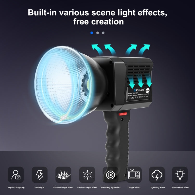 PULUZ 60W Studio Video Light 2500K-6500K Dual Color Temperature Professional Photography Fill Light  - Black