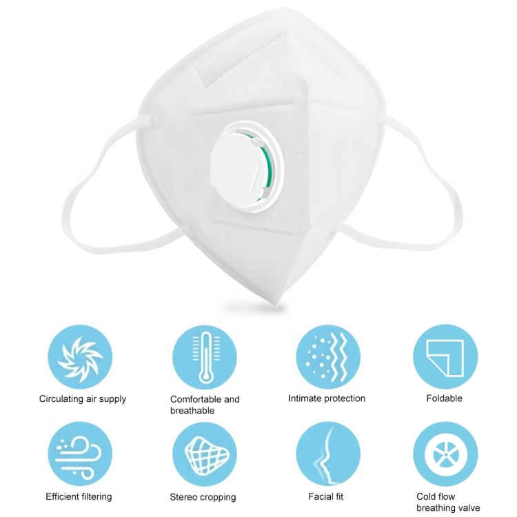 [HK Warehouse] 10 PCS KN95 n95 Breathable Respirator Dustproof Antiviral Anti-fog Protective Face Mask with Breath-Valve Filter