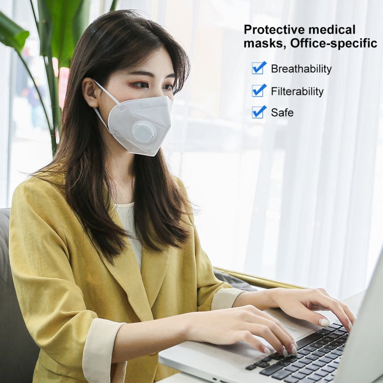 [HK Warehouse] 10 PCS KN95 n95 Breathable Respirator Dustproof Antiviral Anti-fog Protective Face Mask with Breath-Valve Filter
