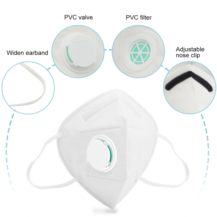 [HK Warehouse] 10 PCS KN95 n95 Breathable Respirator Dustproof Antiviral Anti-fog Protective Face Mask with Breath-Valve Filter