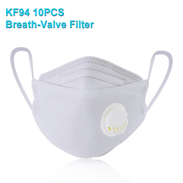 [HK Warehouse] 10 PCS KN95 KF94 Breathable Respirator Dustproof Antiviral Anti-fog Willow Leaf Shaped Protective Face Mask with Breath-Valve Filter