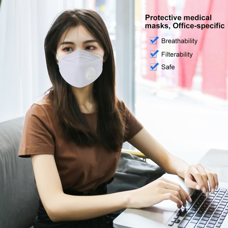 [HK Warehouse] 10 PCS KN95 KF94 Breathable Respirator Dustproof Antiviral Anti-fog Willow Leaf Shaped Protective Face Mask with Breath-Valve Filter