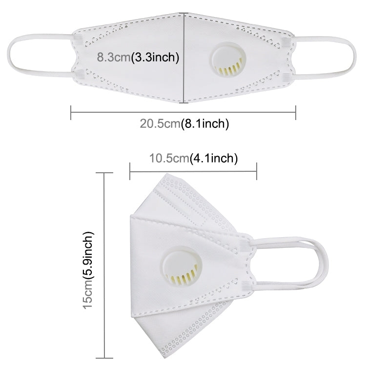 [HK Warehouse] 10 PCS KN95 KF94 Breathable Respirator Dustproof Antiviral Anti-fog Willow Leaf Shaped Protective Face Mask with Breath-Valve Filter
