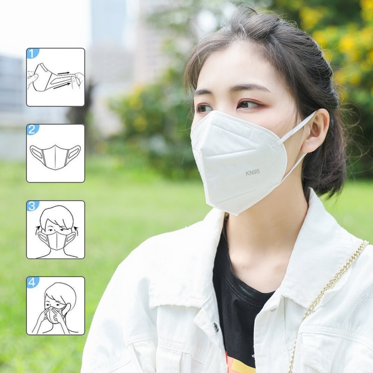 [HK Warehouse] 10 PCS KN95 n95 Foldable Earloop Breathable Respirator Dustproof Antiviral Anti-fog Protective Face Mask(White)