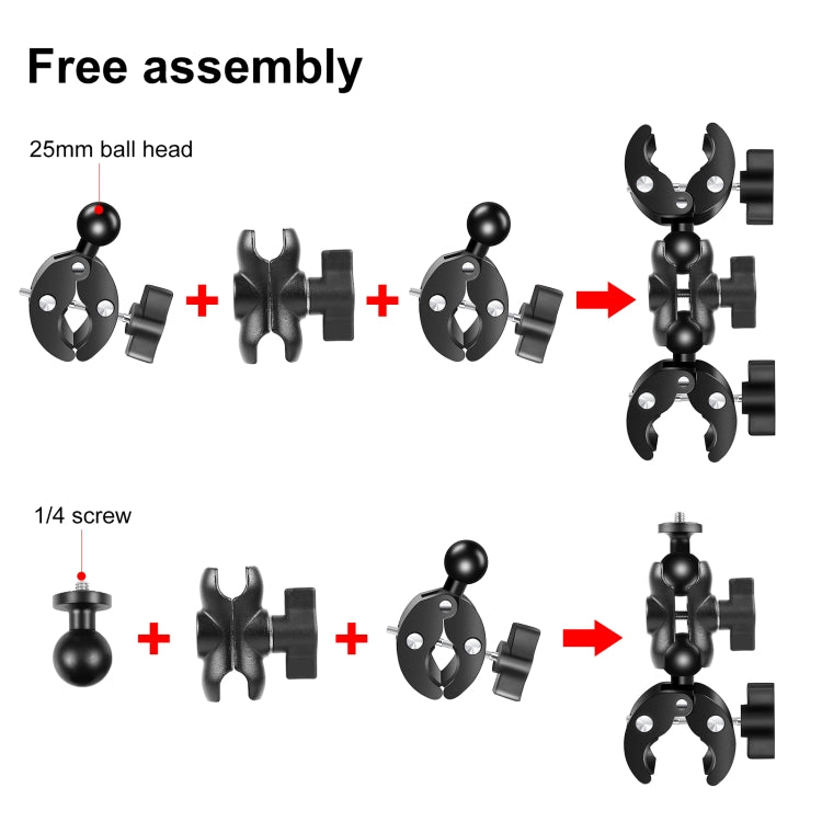 PULUZ Cycling Quick Release Bracket with 150cm Selfie Stick Set, Double Dual-heads Crabs Clamps Handlebar Fixed Mount  - Black