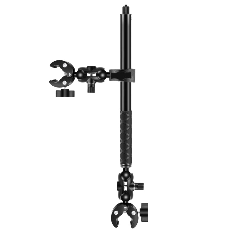 PULUZ Cycling Quick Release Bracket with 150cm Selfie Stick Set, Dual-heads Crab & Single Heads Clamps Handlebar Fixed Mount  - Black