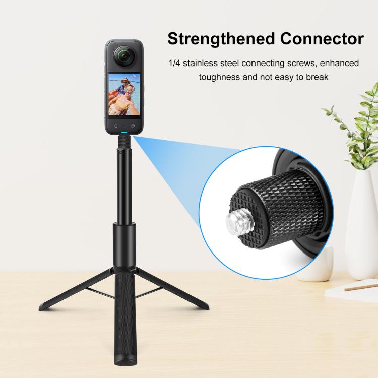 PULUZ 1.22m Retractable Invisible Selfie Stick with Tripod For Insta360 X4 / X4 Air / X3  - Black