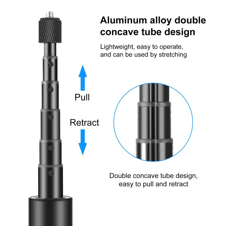 PULUZ 1.22m Retractable Invisible Selfie Stick with Tripod For Insta360 X4 / X4 Air / X3  - Black