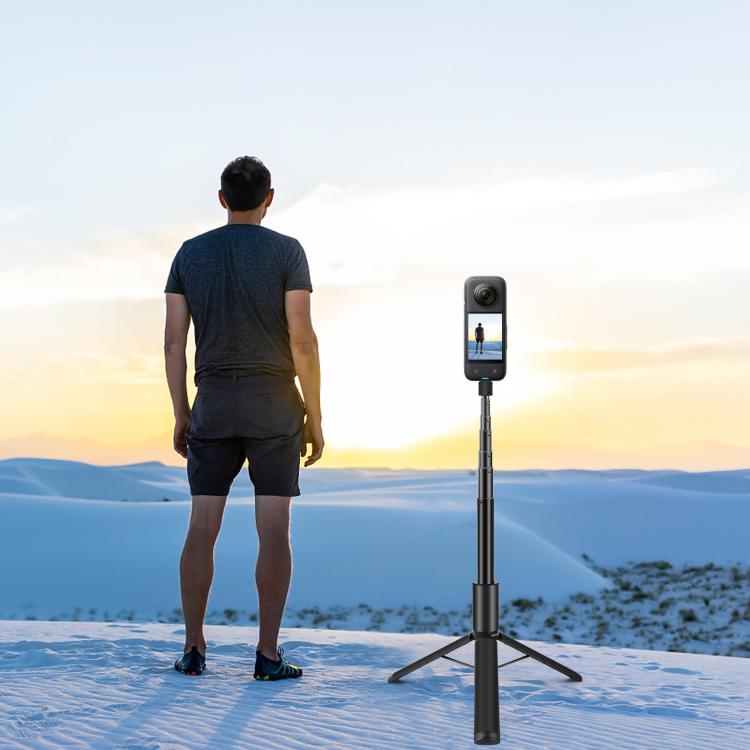 PULUZ 1.22m Retractable Invisible Selfie Stick with Tripod For Insta360 X4 / X4 Air / X3  - Black