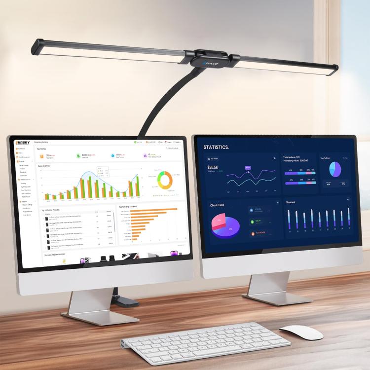 PULUZ Gooseneck Tube LED Fill Light Double Head Clip Desk Lamp  - Black