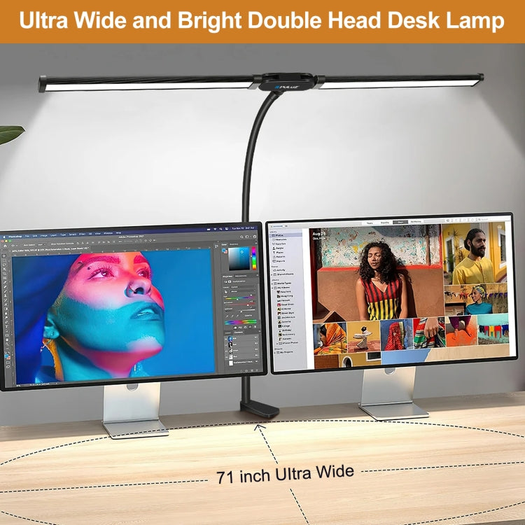 PULUZ Gooseneck Tube LED Fill Light Double Head Clip Desk Lamp  - Black