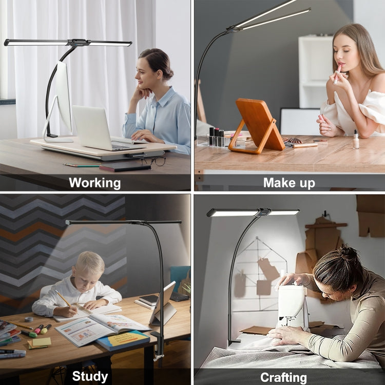 PULUZ Gooseneck Tube LED Fill Light Double Head Clip Desk Lamp  - Black