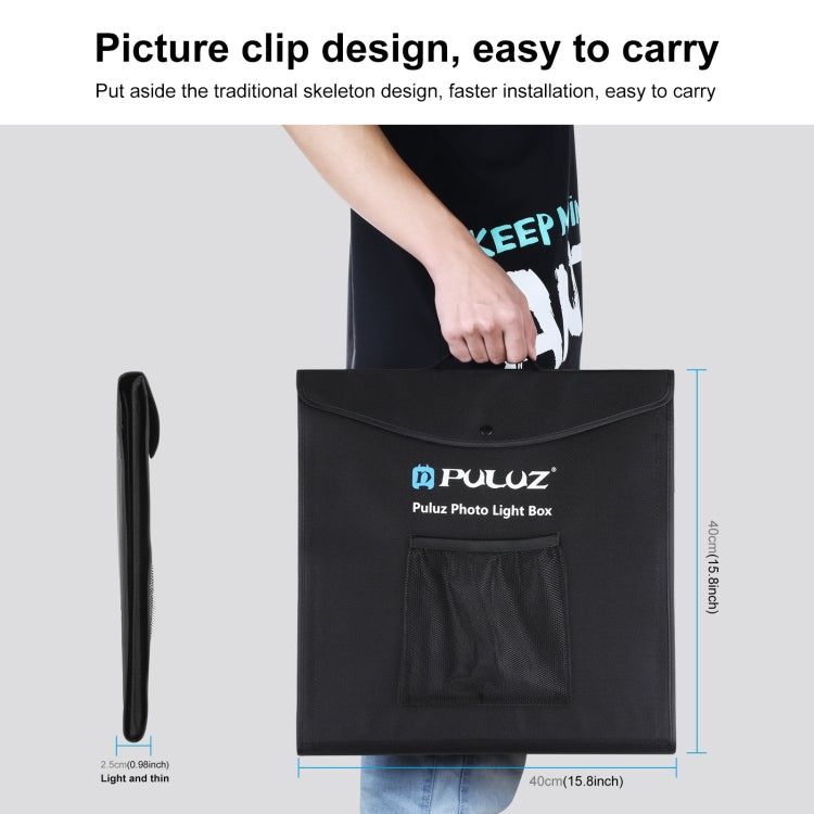 PULUZ 40cm Folding Portable White Light Dimmable Photo Lighting Studio Shooting Tent Box Kit with 6 Colors  - Black, Orange, White, Red, Green, Blue Backdrops