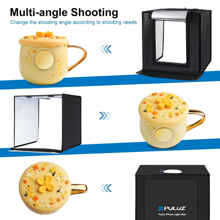PULUZ 40cm Folding Portable White Light Dimmable Photo Lighting Studio Shooting Tent Box Kit with 6 Colors  - Black, Orange, White, Red, Green, Blue Backdrops