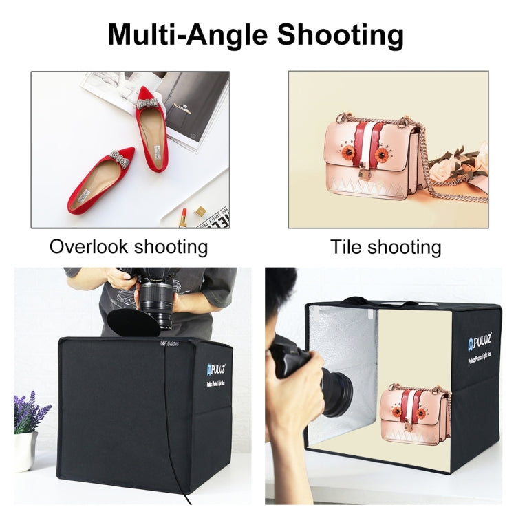 PULUZ 40cm Folding Portable Ring Light USB Photo Lighting Studio Shooting Tent Box with 6 x Dual-side Color Backdrops, Size: 40cm x 40cm x 40cm  - Black