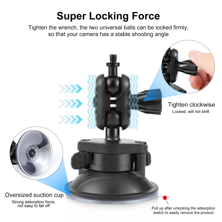 PULUZ 1/4 inch Magic Arm Suction Cup Mount  - Black