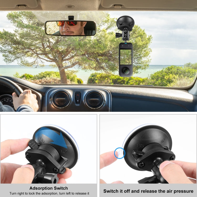 PULUZ 1/4 inch Magic Arm Suction Cup Mount  - Black