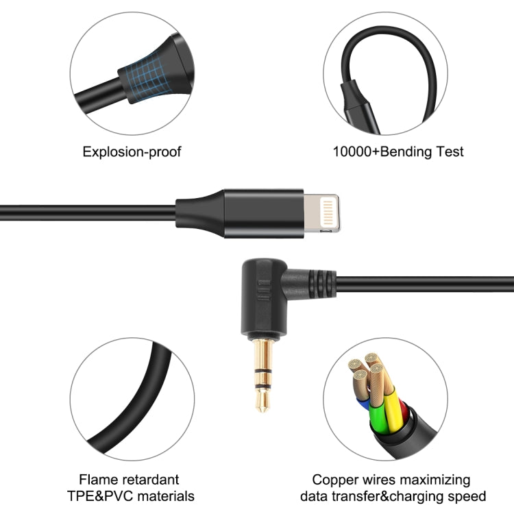 PULUZ 3.5mm TRS Male to 8 Pin Male Live Microphone Audio Adapter Cable for PU3153 / PU3154  - Black