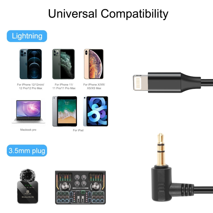 PULUZ 3.5mm TRS Male to 8 Pin Male Live Microphone Audio Adapter Cable for PU3153 / PU3154  - Black