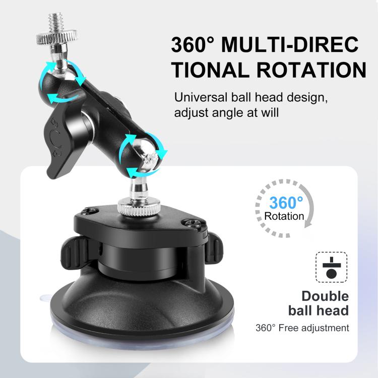 PULUZ Upgraded 1/4 inch Magic Arm Suction Cup Mount  - Black