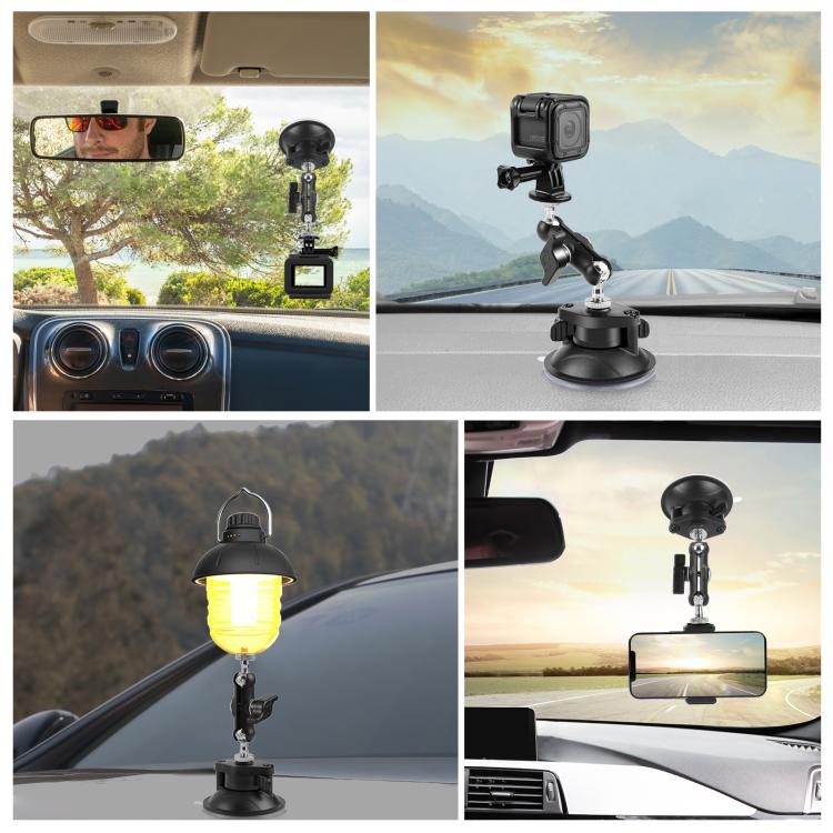 PULUZ Upgraded 1/4 inch Magic Arm Suction Cup Mount  - Black