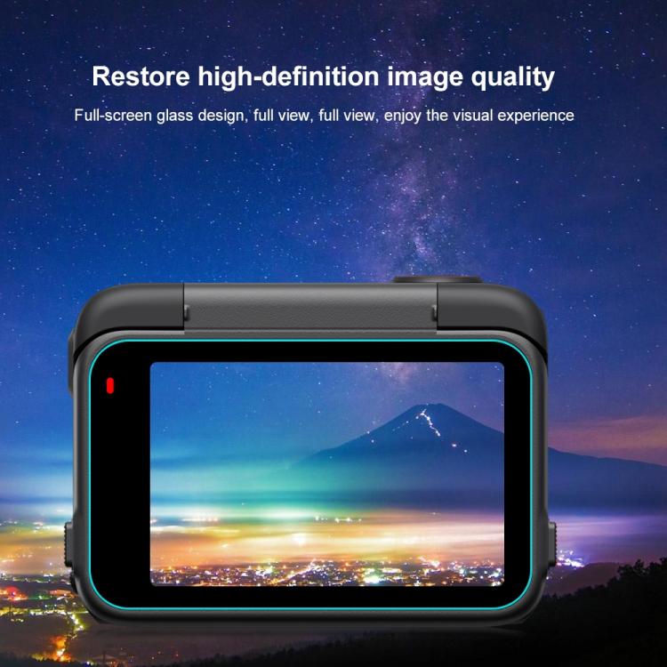 For Insta360 Ace Pro 2 PULUZ 3 in 1 Rear & Front  Screen and Lens Tempered Glass Film  - Transparent