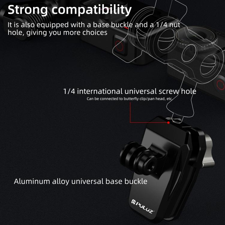 PULUZ Motorcycle Windshield Clip Bracket Camera Mount  - Black