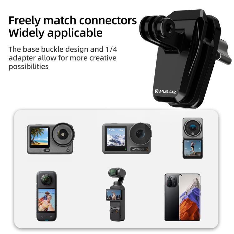 PULUZ Motorcycle Windshield Clip Bracket Camera Mount  - Black