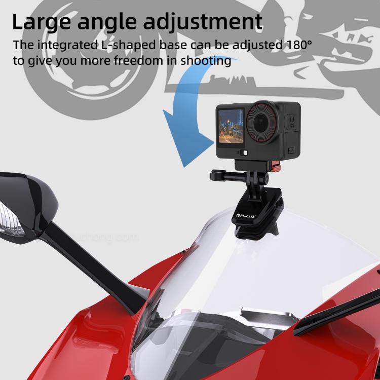 PULUZ Motorcycle Windshield Clip Bracket Camera Mount  - Black