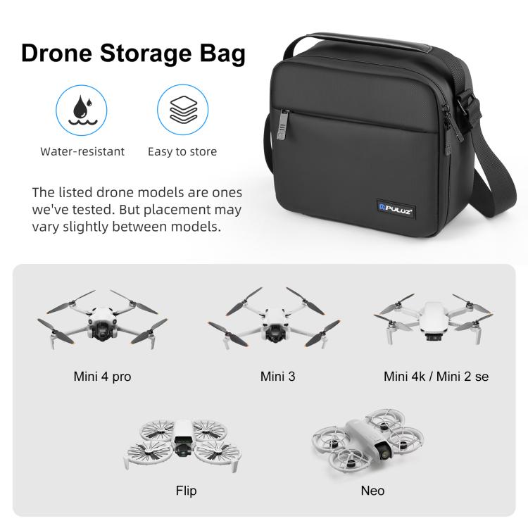 PULUZ Portable Carry Bag Single Shoulder Storage Bag for DJI Mini Series Drone / DJI Osmo Pocket Series  - Black