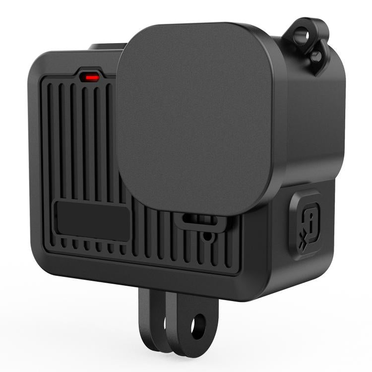 For GoPro HERO 4K 2024 PULUZ Silicone Protective Case Side Interface Cover with Wrist Strap & Lens Cover  - Black