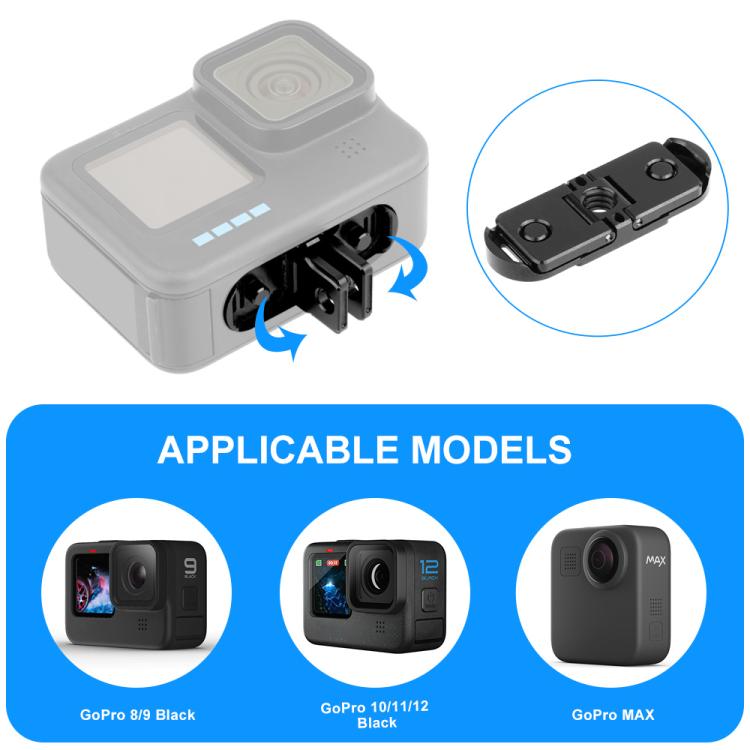 PULUZ Quick Release Magnetic Folding Base Adapter for GoPro HERO12 Black /11 Black /11 Black mini /10 Black /9 Black /8 Black / Max  - Black