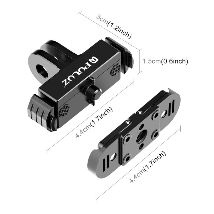 PULUZ Quick Release Magnetic Folding Finger Base Mount for GoPro HERO12 Black /11 Black /11 Black mini /10 Black /9 Black /8 Black / Max  - Black