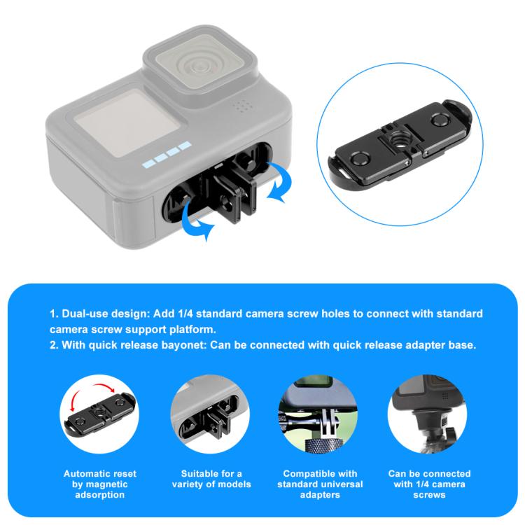 PULUZ Quick Release Magnetic Folding Finger Base Mount for GoPro HERO12 Black /11 Black /11 Black mini /10 Black /9 Black /8 Black / Max  - Black