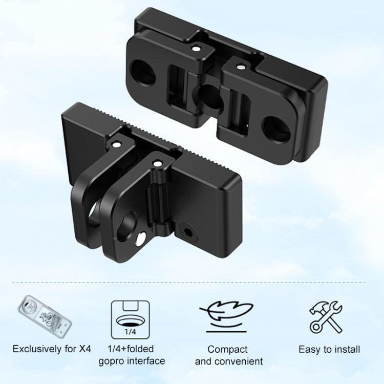 For Insta360 X4 / X3 PULUZ Quick Release 1 /4 inch Folding Base  - Black