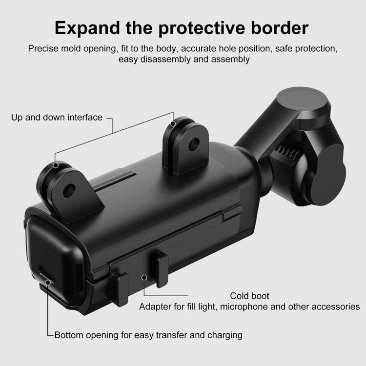 For DJI OSMO Pocket 3 PULUZ Plastic Protection Frame Expansion Cold Shoe Adapter Bracket  - Black