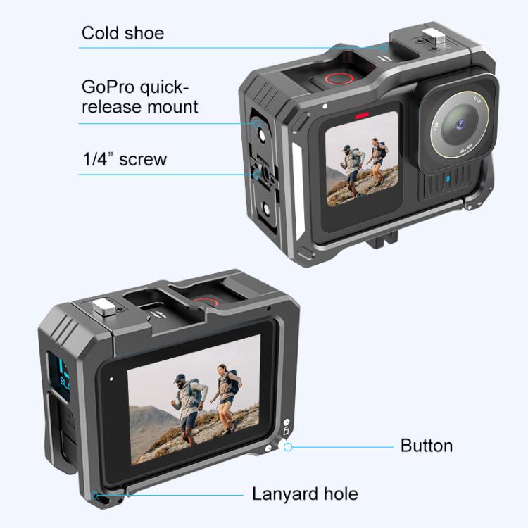 For GoPro HERO13 Black /12 Black /11 Black /10 Black /9 Black PULUZ Metal Camera Cage  - Black