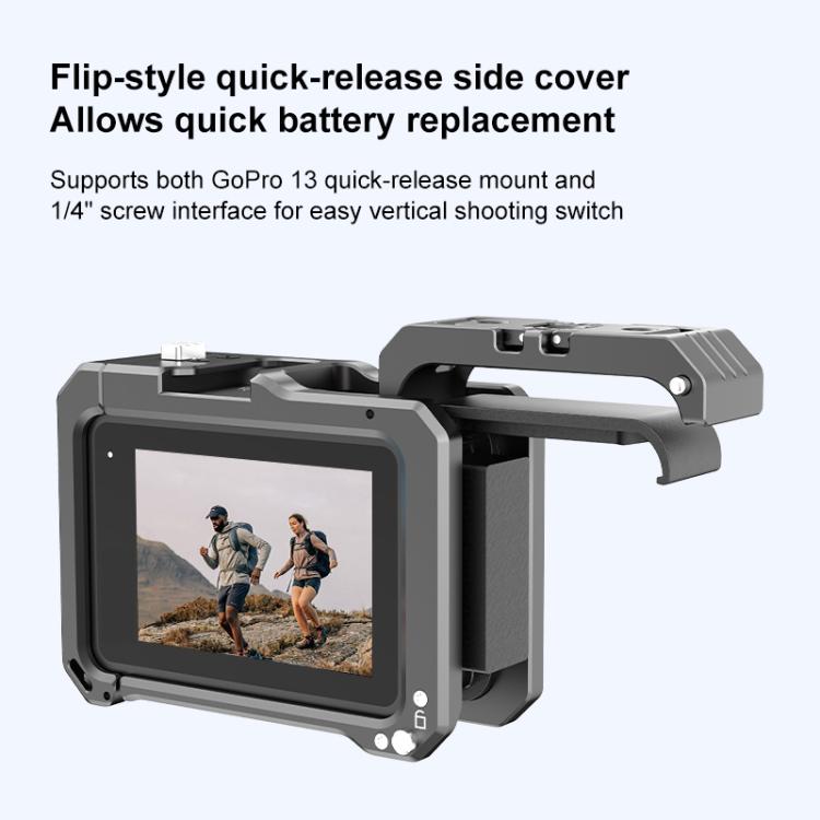 For GoPro HERO13 Black /12 Black /11 Black /10 Black /9 Black PULUZ Metal Camera Cage  - Black