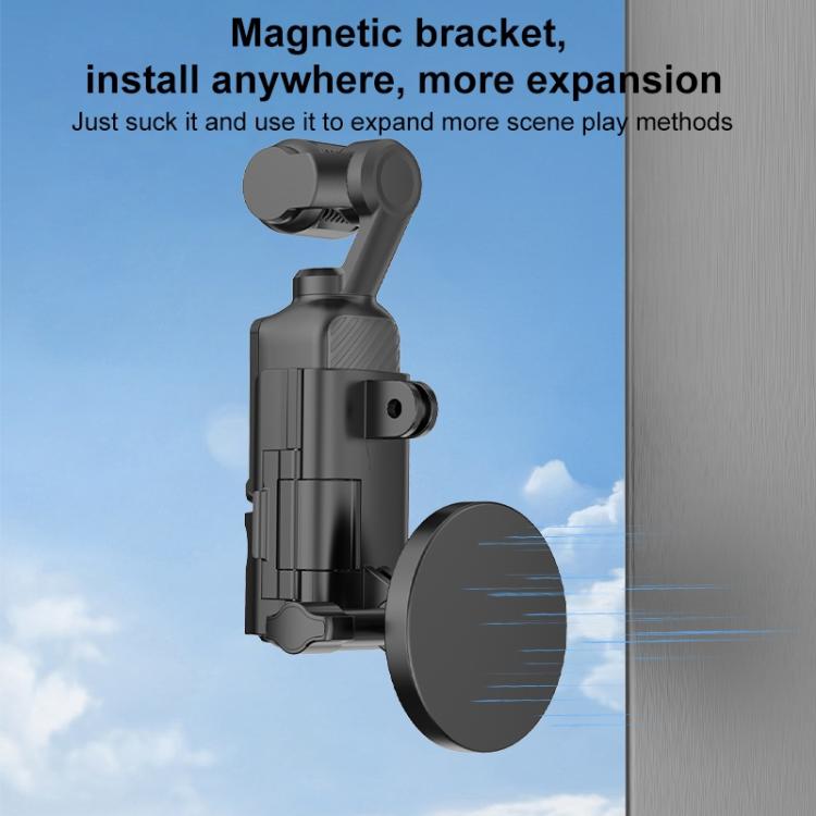 For DJI OSMO Pocket 3 PULUZ Protective Frame Magnetic Desktop Mount Angle Adjustable Base  - Black