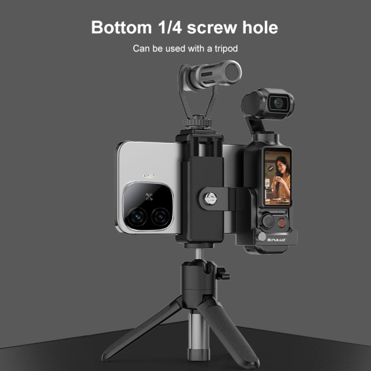 For DJI OSMO Pocket 4 / 3 PULUZ Protective Frame Expansion Phone Clamp Adapter Bracket  - Black