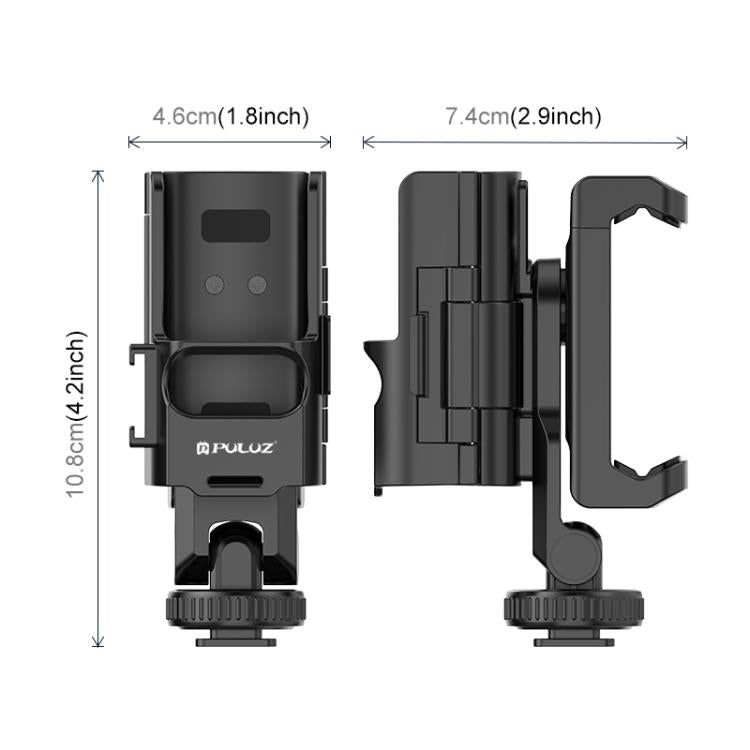 For DJI OSMO Pocket 4 / 3 PULUZ Protective Frame Expansion Phone Clamp, Compatible with Tripod Pole  - Black