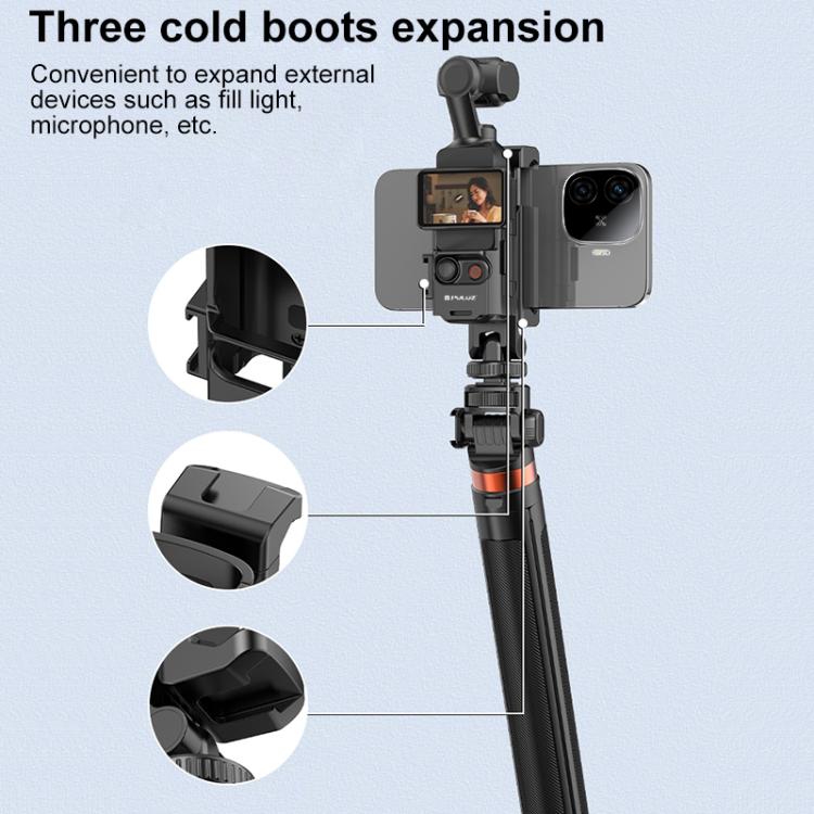 For DJI OSMO Pocket 4 / 3 PULUZ Protective Frame Expansion Phone Clamp, Compatible with Tripod Pole  - Black