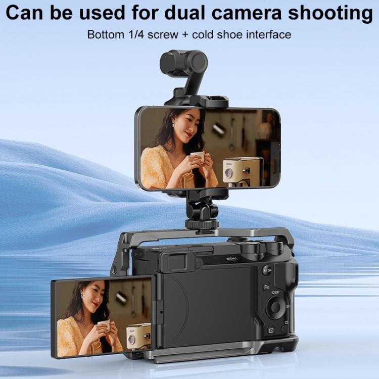 For DJI OSMO Pocket 4 / 3 PULUZ Protective Frame Expansion Phone Clamp, Compatible with Tripod Pole  - Black