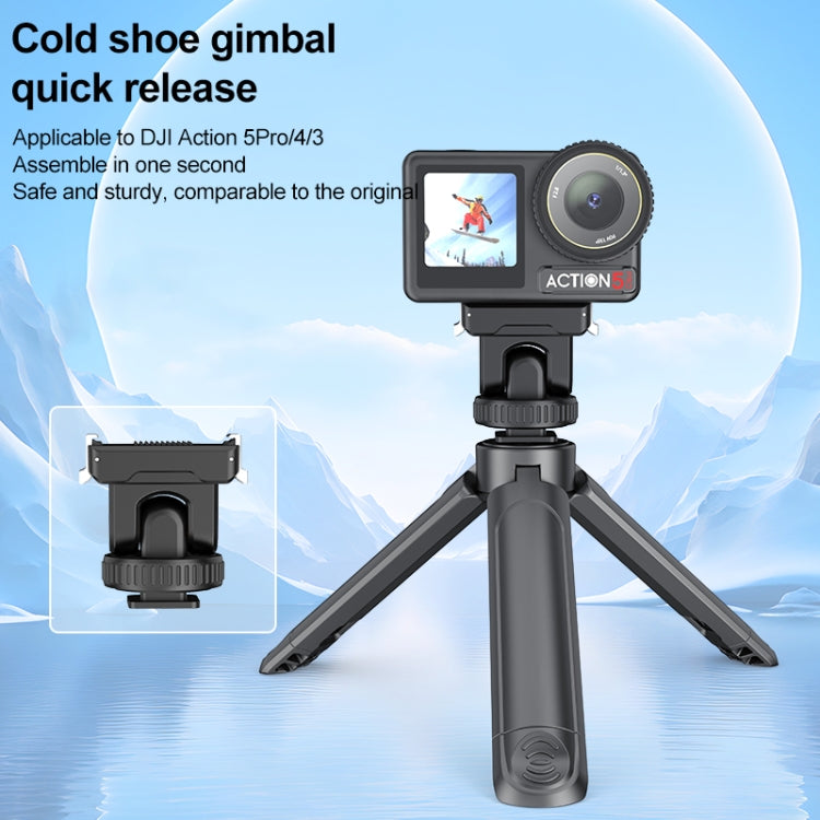 For DJI Osmo Action 5 Pro / 4 / 3 PULUZ Cold Shoe Gimbal Quick Release Base Adapter  - Black