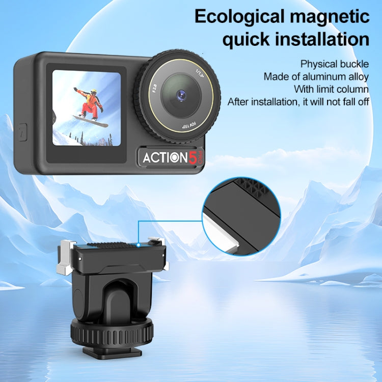 For DJI Osmo Action 5 Pro / 4 / 3 PULUZ Cold Shoe Gimbal Quick Release Base Adapter  - Black
