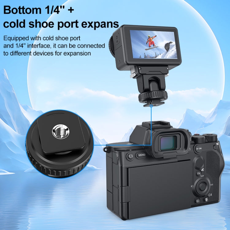 For DJI Osmo Action 5 Pro / 4 / 3 PULUZ Cold Shoe Gimbal Quick Release Base Adapter  - Black
