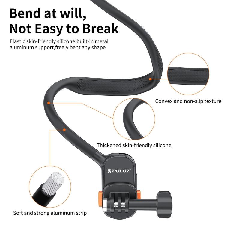 PULUZ Lazy Neck Bracket Magnetic Quick Release POV View Mount  - Black