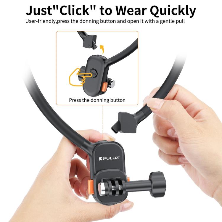 PULUZ Lazy Neck Bracket Magnetic Quick Release POV View Mount  - Black
