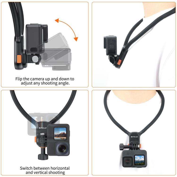 PULUZ Lazy Neck Bracket Magnetic Quick Release POV View Mount  - Black